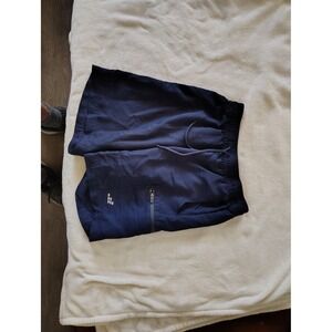 BCG Mens Navy Blue Athletic Running Shorts Zipper Pocket Elastic Waist Small